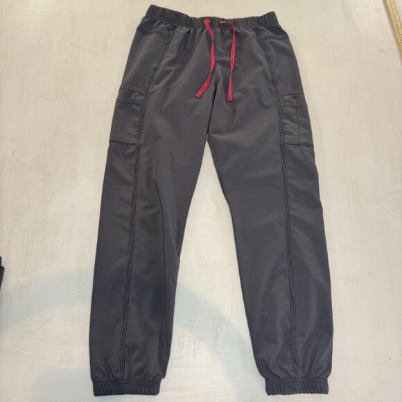 Carhartt Force Scrub Pant Jogger Women Medium Cargo Gray Pink Drawstring - Picture 1 of 9